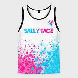 Мужская майка без рукавов Sally Face neon gradient style: символ сверху