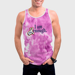 Майка-безрукавка мужская I am kenough - розовый тай-дай, цвет: 3D-белый — фото 2