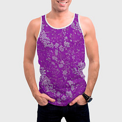 Майка-безрукавка мужская Белые лепестки на розовом фоне, цвет: 3D-белый — фото 2