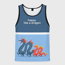 Майка-безрукавка мужская Счастливые драконы, цвет: 3D-черный