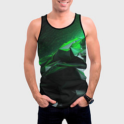 Майка-безрукавка мужская Green abstract geometry, цвет: 3D-черный — фото 2