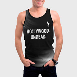 Майка-безрукавка мужская Hollywood Undead glitch на темном фоне посередине, цвет: 3D-черный — фото 2