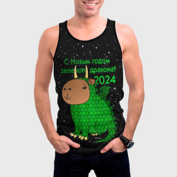 Майка-безрукавка мужская Капибара дракон, цвет: 3D-черный — фото 2