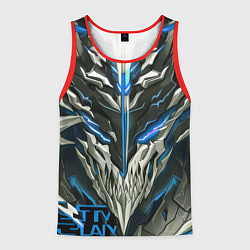 Мужская майка без рукавов Синий неоновый кибер демон