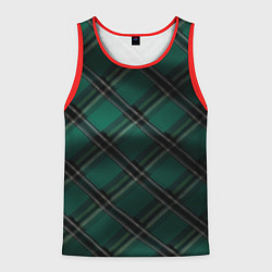 Мужская майка без рукавов Тёмно-зелёная диагональная шотландская клетка