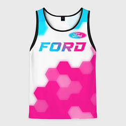 Майка-безрукавка мужская Ford neon gradient style посередине, цвет: 3D-черный