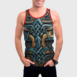 Майка-безрукавка мужская Асимметричный узор в скандинавском стиле, цвет: 3D-красный — фото 2