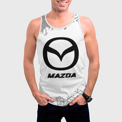 Майка-безрукавка мужская Mazda speed на светлом фоне со следами шин, цвет: 3D-белый — фото 2