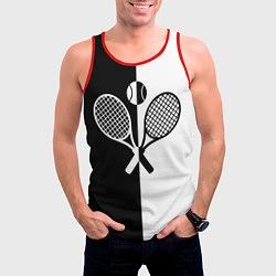 Майка-безрукавка мужская Теннис - чёрно белое, цвет: 3D-красный — фото 2