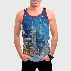 Майка-безрукавка мужская Новогоднее настроение город, цвет: 3D-красный — фото 2