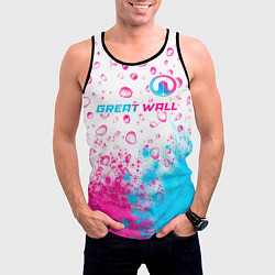 Майка-безрукавка мужская Great Wall neon gradient style посередине, цвет: 3D-черный — фото 2