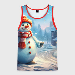 Майка-безрукавка мужская Снеговик новогодний, цвет: 3D-красный