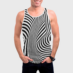 Майка-безрукавка мужская Цвета зебры оптическая иллюзия, цвет: 3D-белый — фото 2