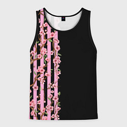 Мужская майка без рукавов Сакура и полосы