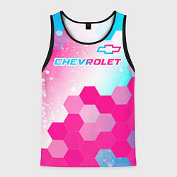 Майка-безрукавка мужская Chevrolet neon gradient style посередине, цвет: 3D-черный