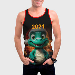 Майка-безрукавка мужская Зеленый дракон 2024, цвет: 3D-красный — фото 2