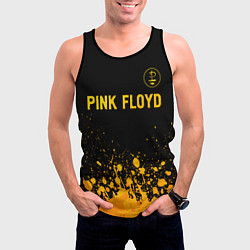 Майка-безрукавка мужская Pink Floyd - gold gradient посередине, цвет: 3D-черный — фото 2