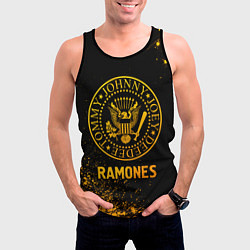 Майка-безрукавка мужская Ramones - gold gradient, цвет: 3D-черный — фото 2