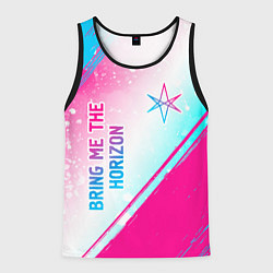 Мужская майка без рукавов Bring Me the Horizon neon gradient style вертикаль