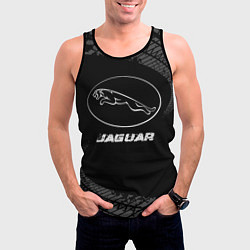 Майка-безрукавка мужская Jaguar speed на темном фоне со следами шин, цвет: 3D-черный — фото 2