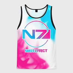 Мужская майка без рукавов Mass Effect neon gradient style