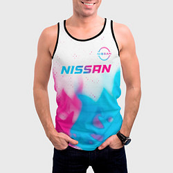 Майка-безрукавка мужская Nissan neon gradient style посередине, цвет: 3D-черный — фото 2