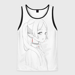 Майка-безрукавка мужская Фрирен - карандашный набросок, цвет: 3D-черный