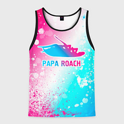 Майка-безрукавка мужская Papa Roach neon gradient style, цвет: 3D-черный