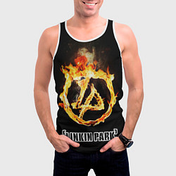 Майка-безрукавка мужская Linkin Park - fire logo, цвет: 3D-белый — фото 2