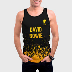 Майка-безрукавка мужская David Bowie - gold gradient посередине, цвет: 3D-черный — фото 2