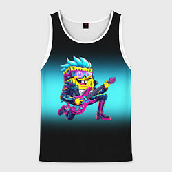 Майка-безрукавка мужская Sponge Bob - rock guitarist - ai art, цвет: 3D-белый