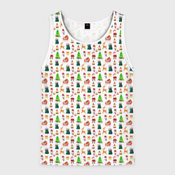 Мужская майка без рукавов Дед Мороз и сани в лесу