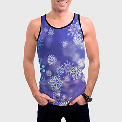Майка-безрукавка мужская Крупные снежинки на фиолетовом, цвет: 3D-черный — фото 2
