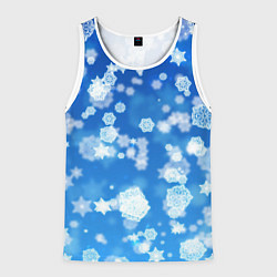Майка-безрукавка мужская Декоративные снежинки на синем, цвет: 3D-белый