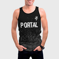 Майка-безрукавка мужская Portal glitch на темном фоне посередине, цвет: 3D-черный — фото 2
