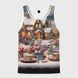 Мужская майка без рукавов Объемные новогодние домики