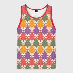 Мужская майка без рукавов Новогодние разноцветные ёлочки
