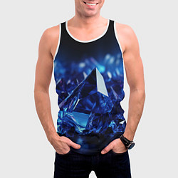 Майка-безрукавка мужская Синие прозрачные алмазы, цвет: 3D-белый — фото 2