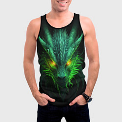 Майка-безрукавка мужская Светящийся зеленый дракон 2024, цвет: 3D-черный — фото 2