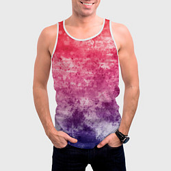 Майка-безрукавка мужская Абстракция - сине-красный беспорядок, цвет: 3D-белый — фото 2
