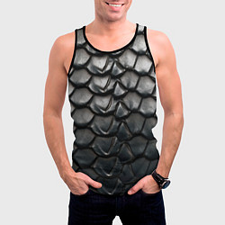 Майка-безрукавка мужская Текстура черного дракона, цвет: 3D-черный — фото 2