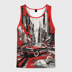 Майка-безрукавка мужская Черно-красный автомобиль, цвет: 3D-красный