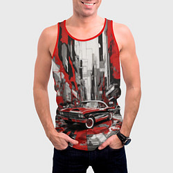 Майка-безрукавка мужская Черно-красный автомобиль, цвет: 3D-красный — фото 2
