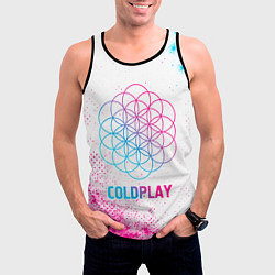 Майка-безрукавка мужская Coldplay neon gradient style, цвет: 3D-черный — фото 2