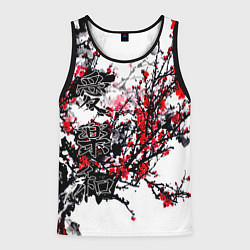 Майка-безрукавка мужская Японский стиль иероглифы, цвет: 3D-черный