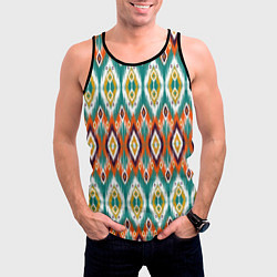 Майка-безрукавка мужская Орнамент икат - имитация аткласной ткани, цвет: 3D-черный — фото 2