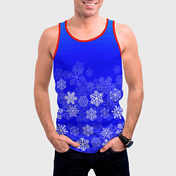 Майка-безрукавка мужская Снежинки на синем, цвет: 3D-красный — фото 2
