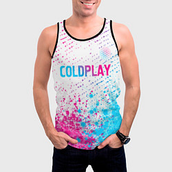 Майка-безрукавка мужская Coldplay neon gradient style посередине, цвет: 3D-черный — фото 2