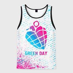 Мужская майка без рукавов Green Day neon gradient style