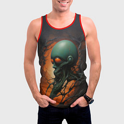 Майка-безрукавка мужская Страшный инопланетянин, цвет: 3D-красный — фото 2